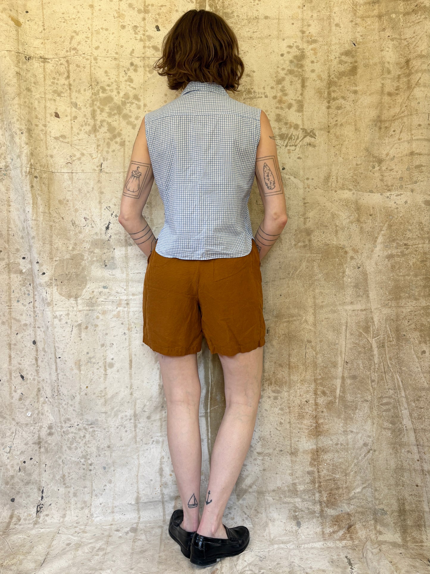 Vintage 90s Silk Linen Clay Shorts