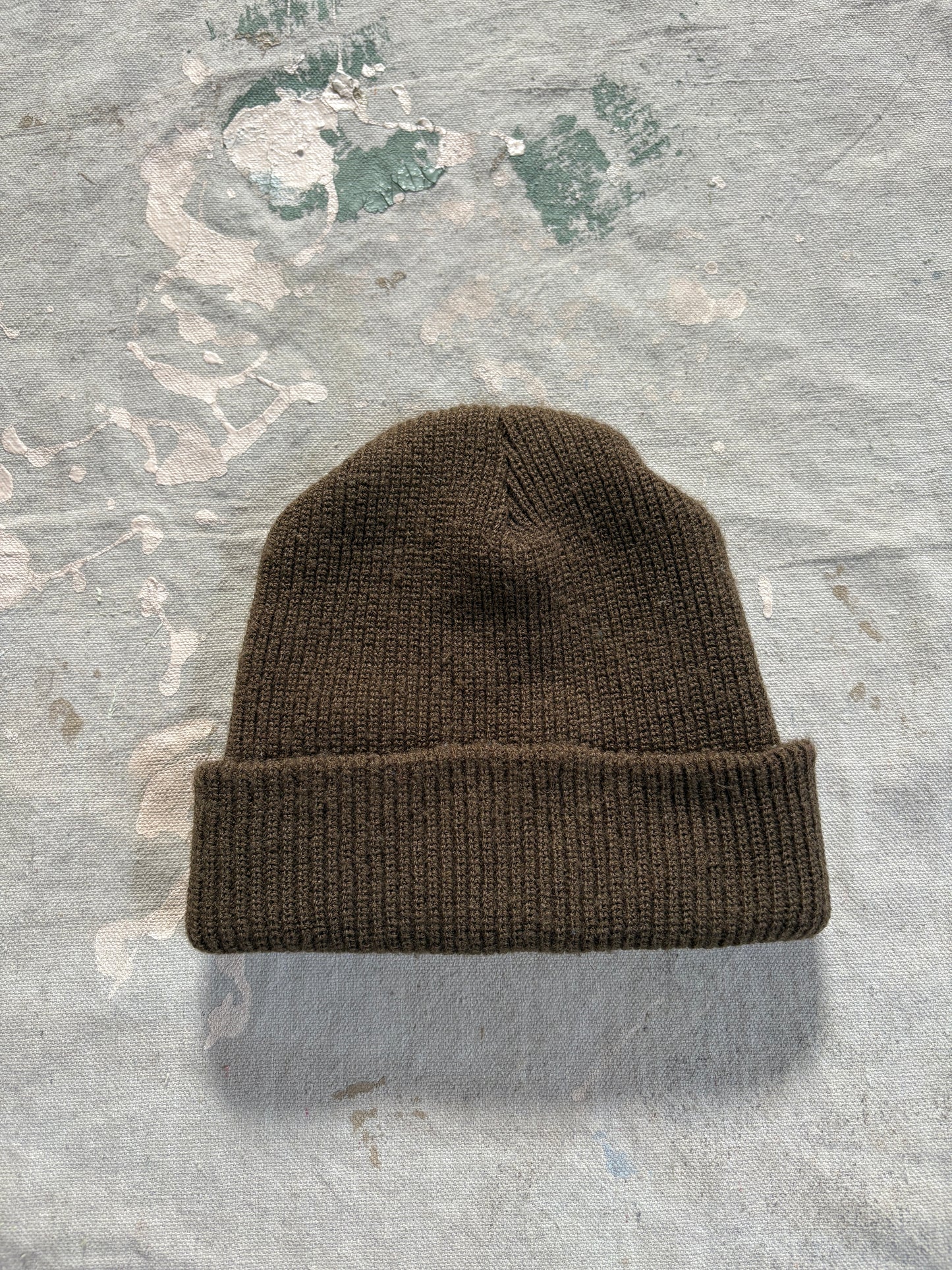 WK Knit Hats Green Brown Beanie