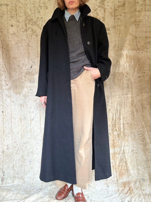 90s Black Wool Peacoat