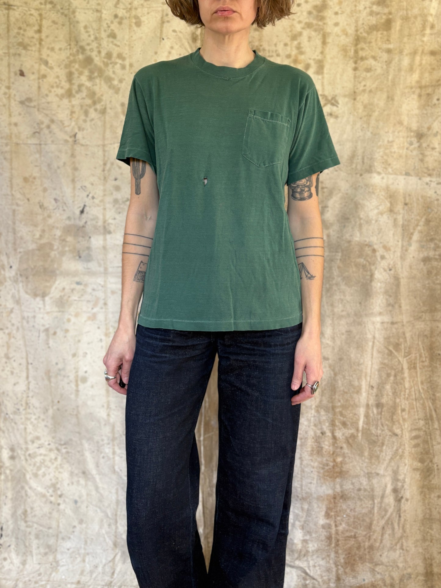 Vintage 60s Towncraft Blank Green Pocket Tee