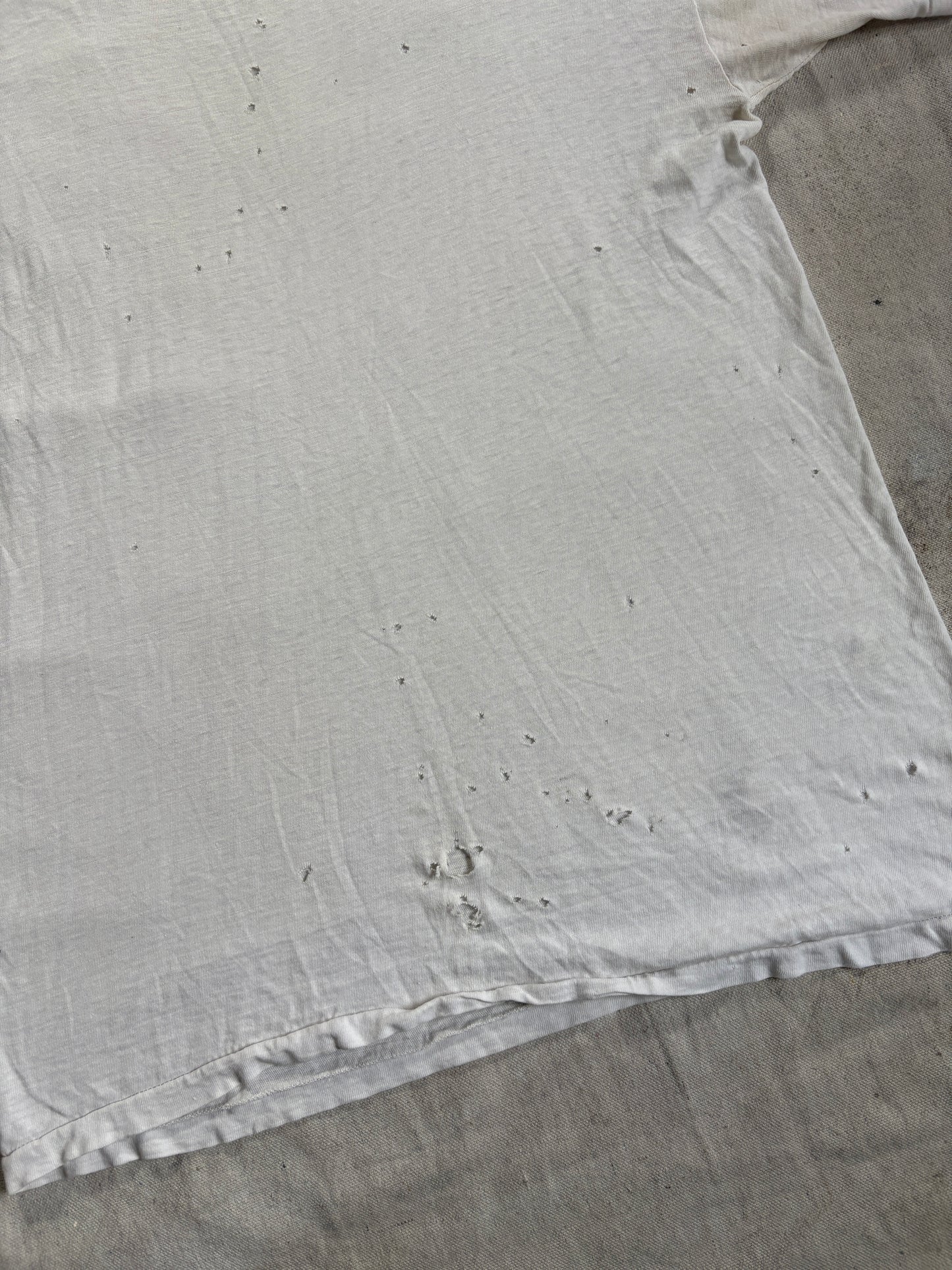 70s Thrashed Blank White Name Stencil Tee