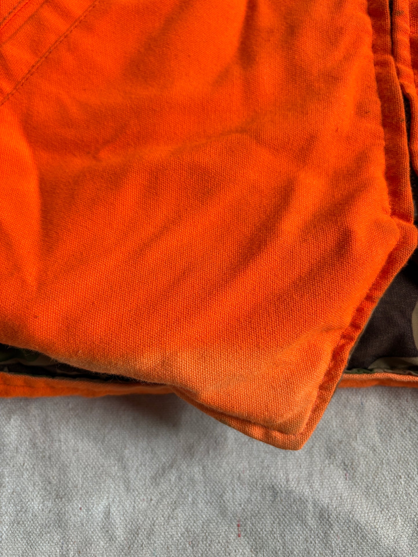 Vintage 80s Eddie Bauer Reversible Goose Down Orange Camo Vest