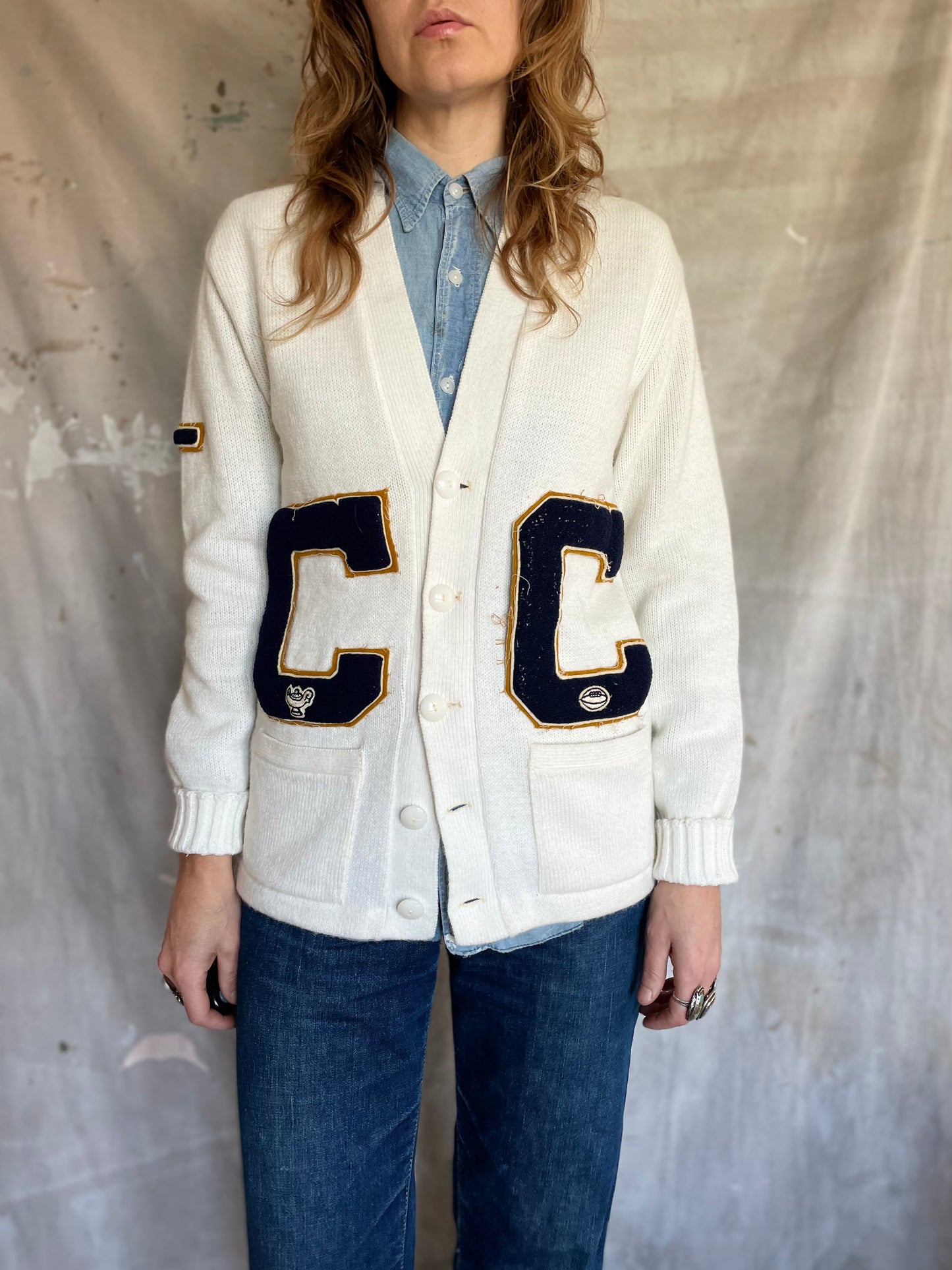 80s “C” White Varsity Sweater