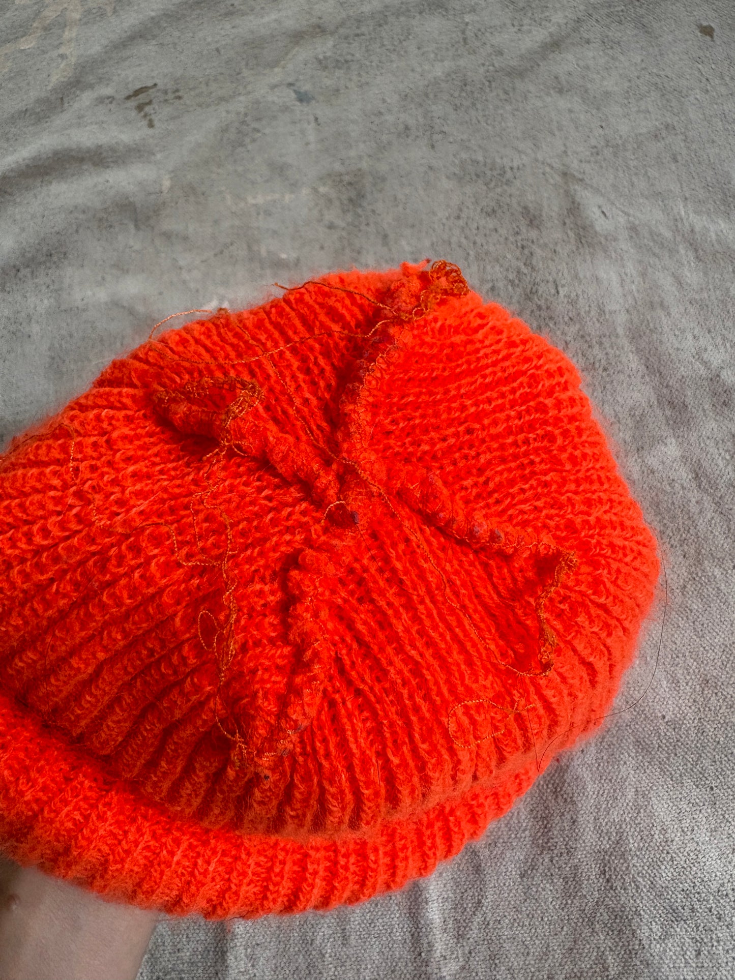 90s Safety Orange Knit Watch Cap