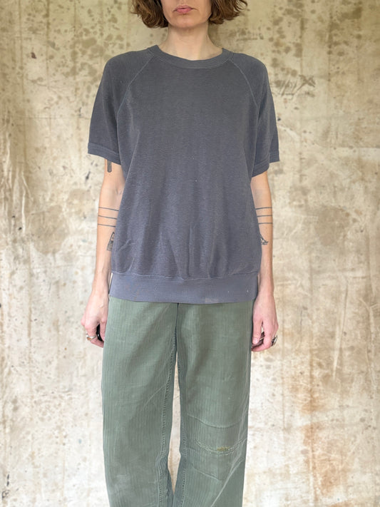 80s Blank Grey Short Sleeve Sweatshirt