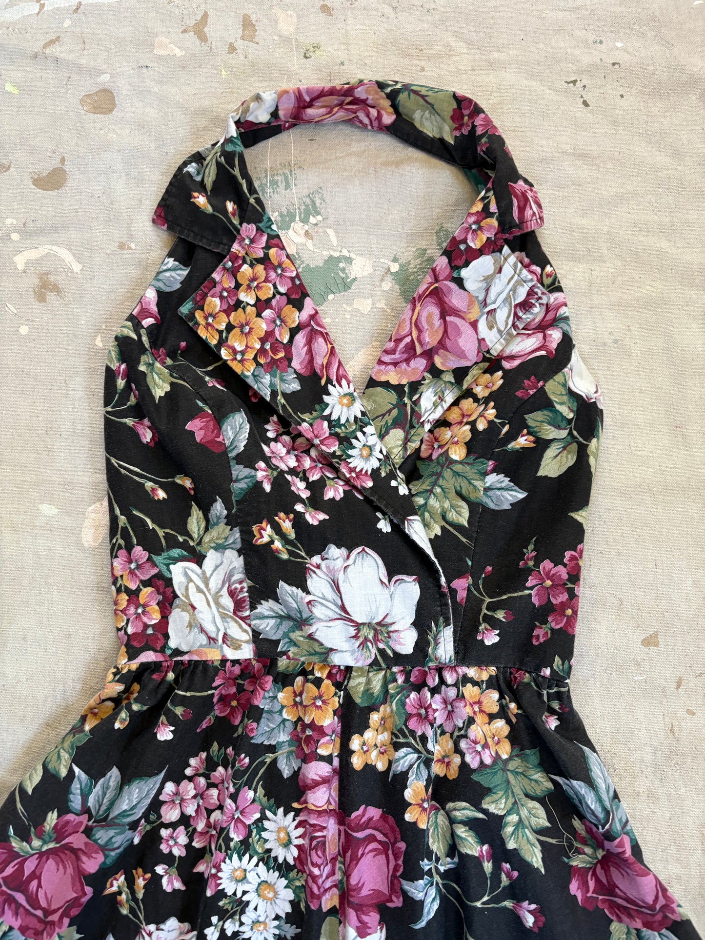 Vintage 90s Floral Halter Dress