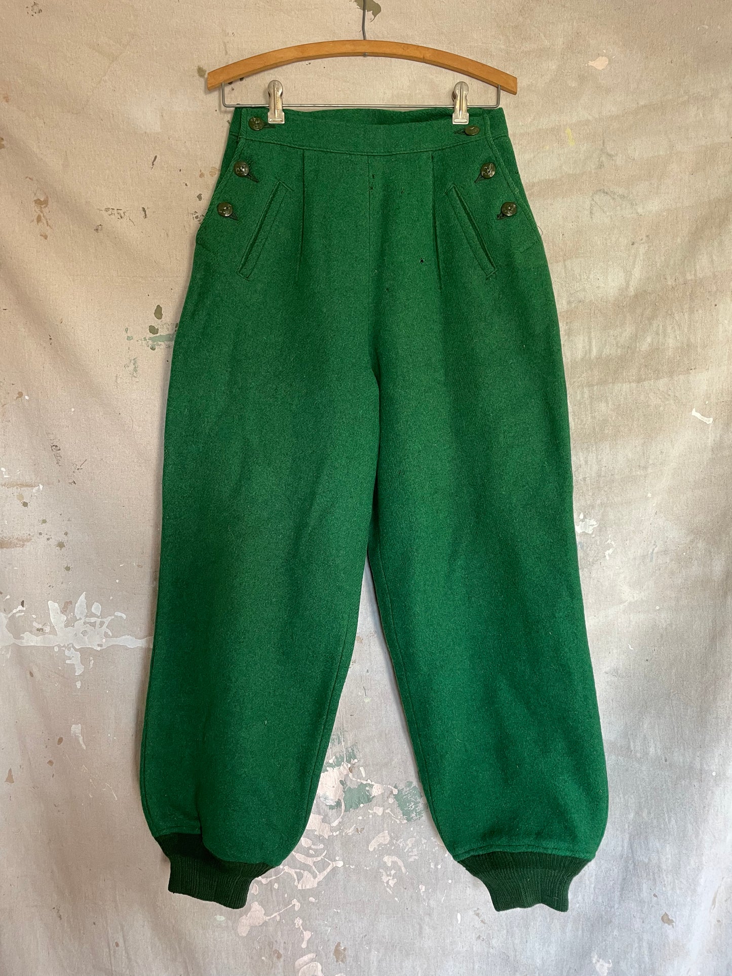 40s Kelly Green Side Zip Ski Pants