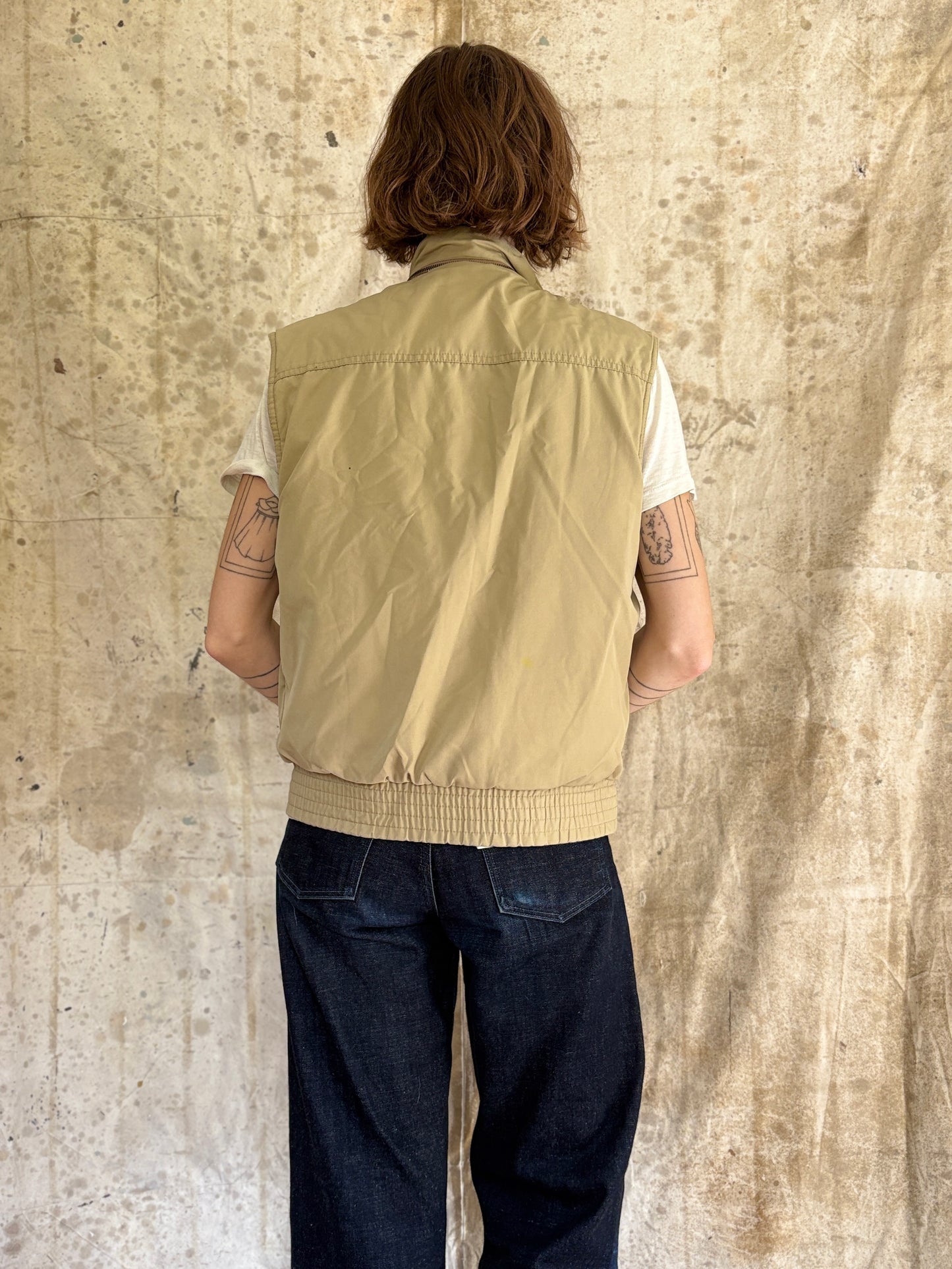 80s Reversible Gingham Blue Tan Vest