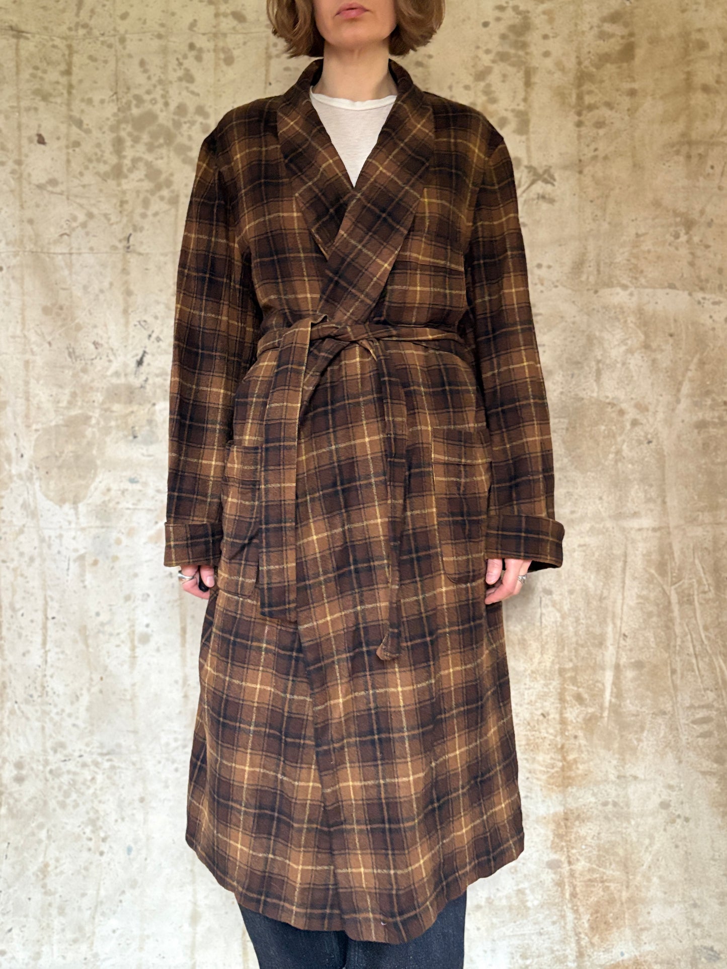 60s/70s Pendleton Brown Plaid Robe