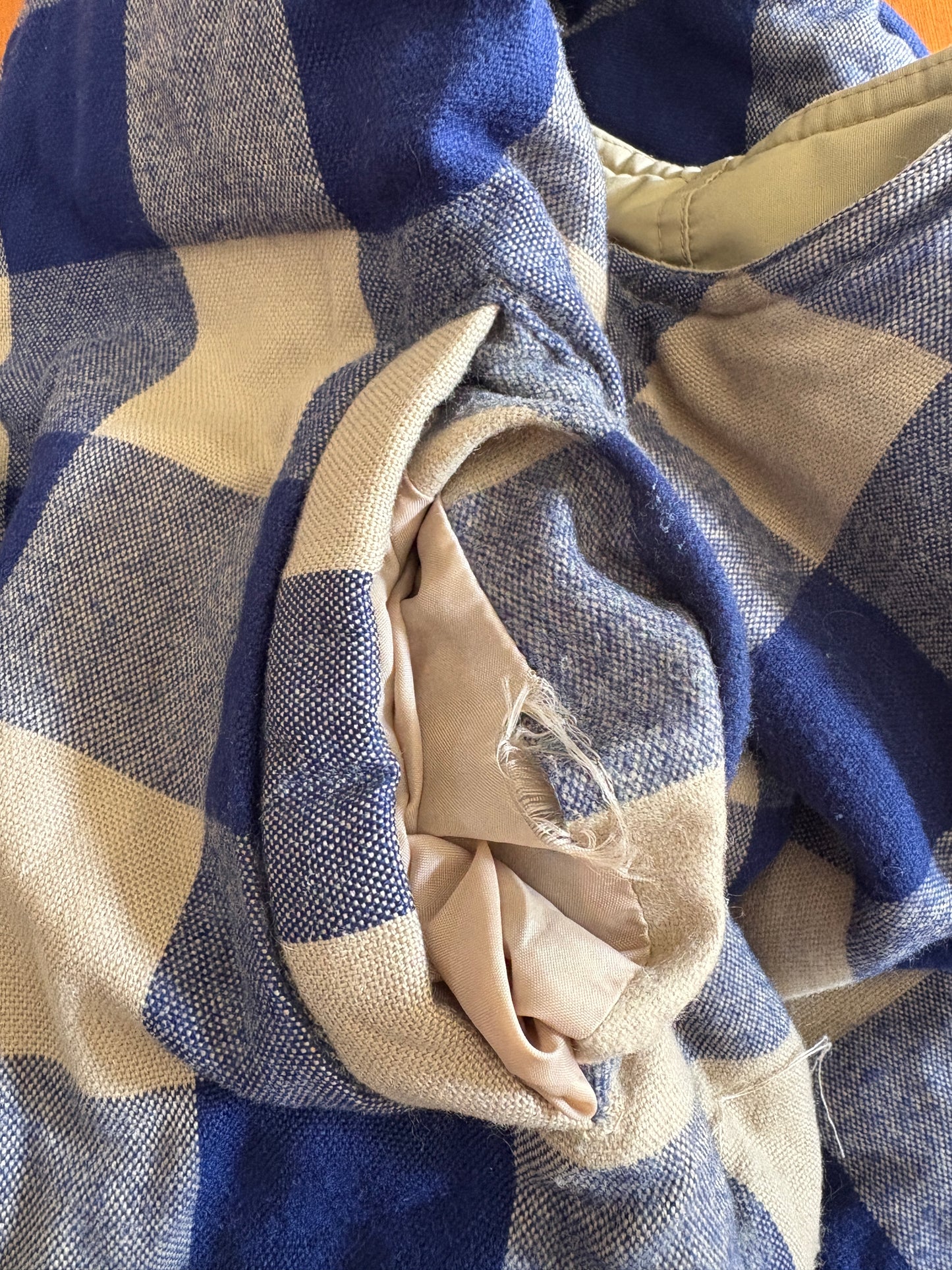 80s Reversible Gingham Blue Tan Vest