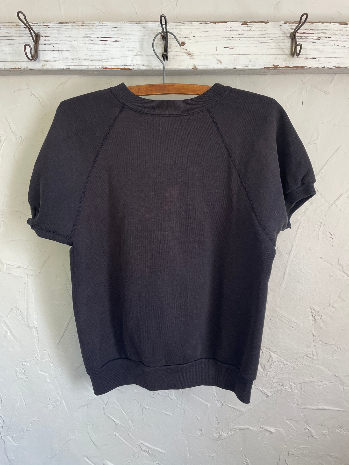 80s Blank Black Short Sleeve Sweatshirt
