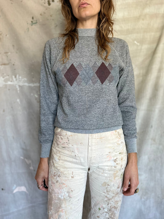 80s Argyle Pattern Sweatshirt