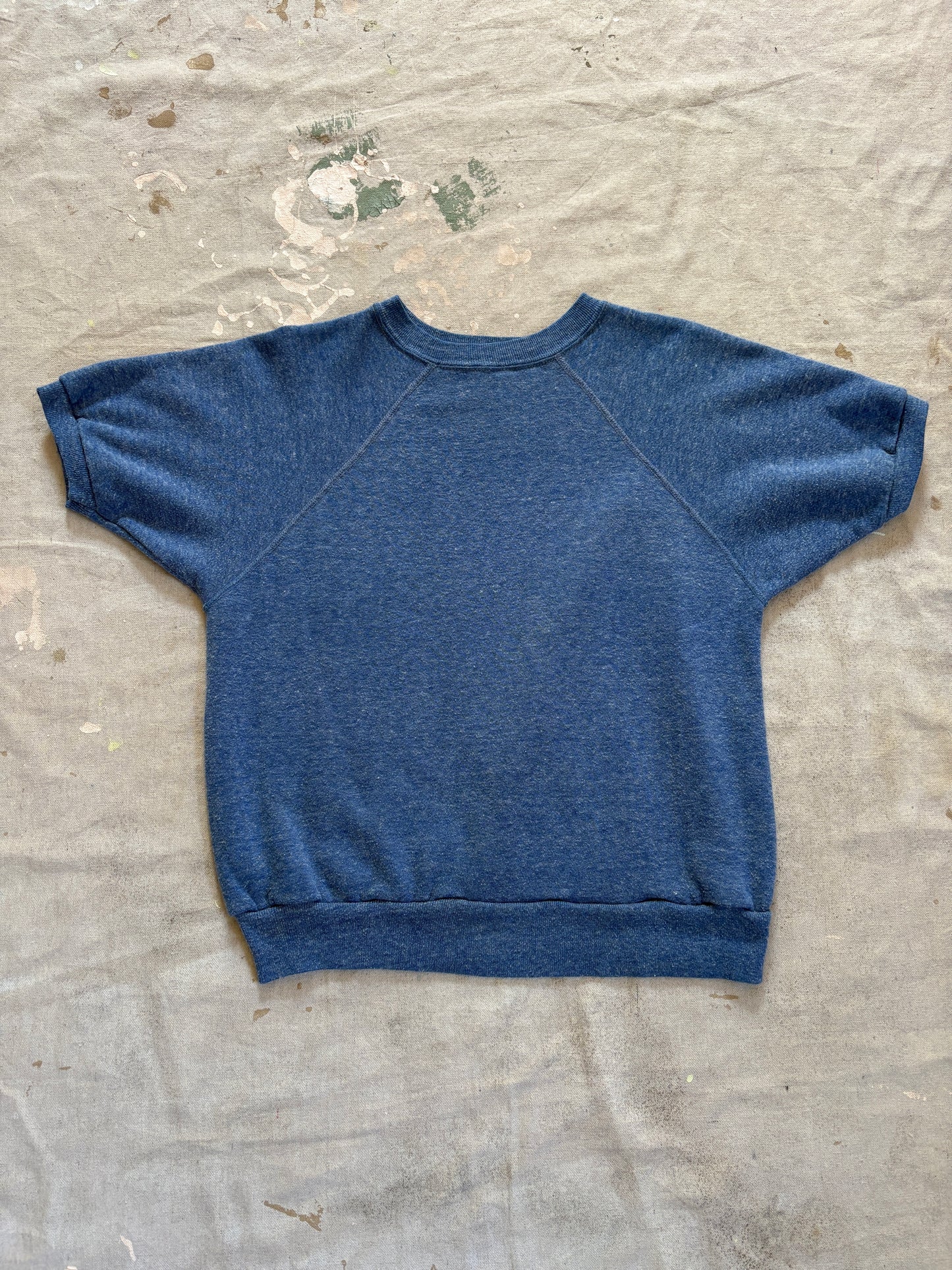 Vintage 80s Blank Blue Short Sleeve Sweatshirt