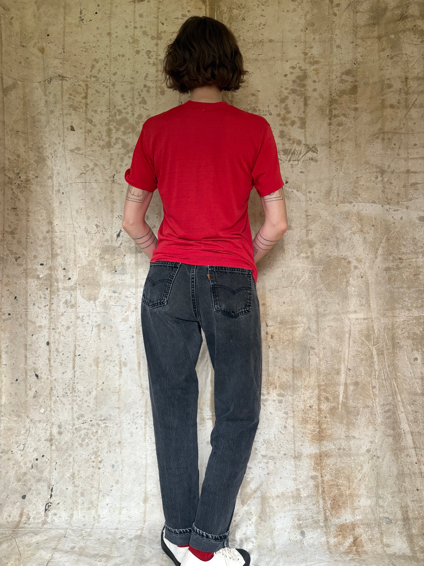 Vintage 90s Faded Black Orange Tab Levi’s 550 Jeans