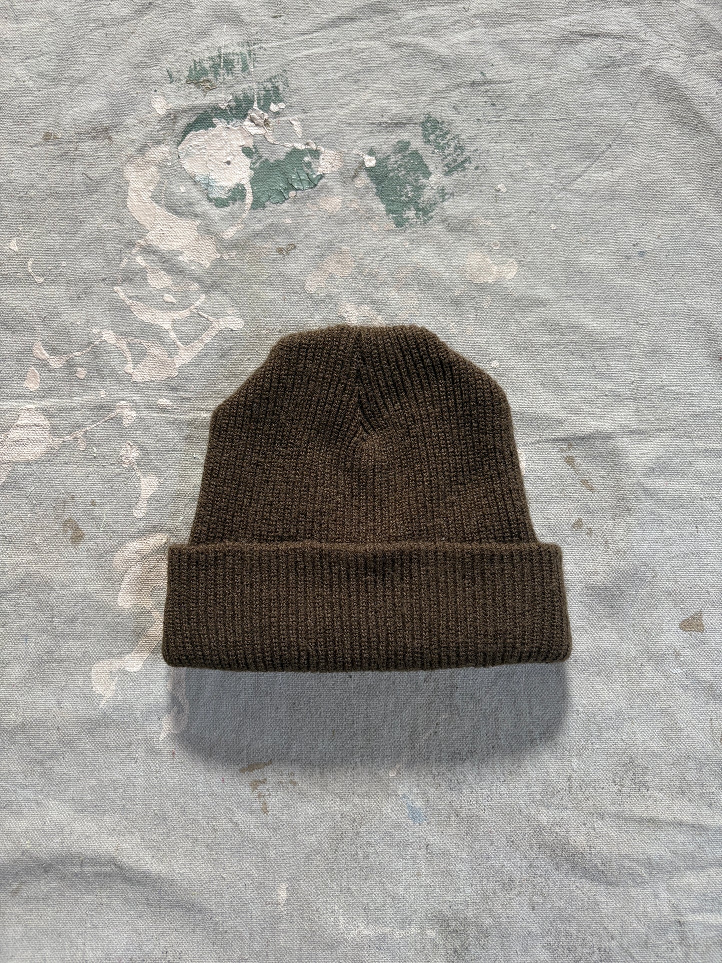 WK Knit Hats Green Brown Beanie
