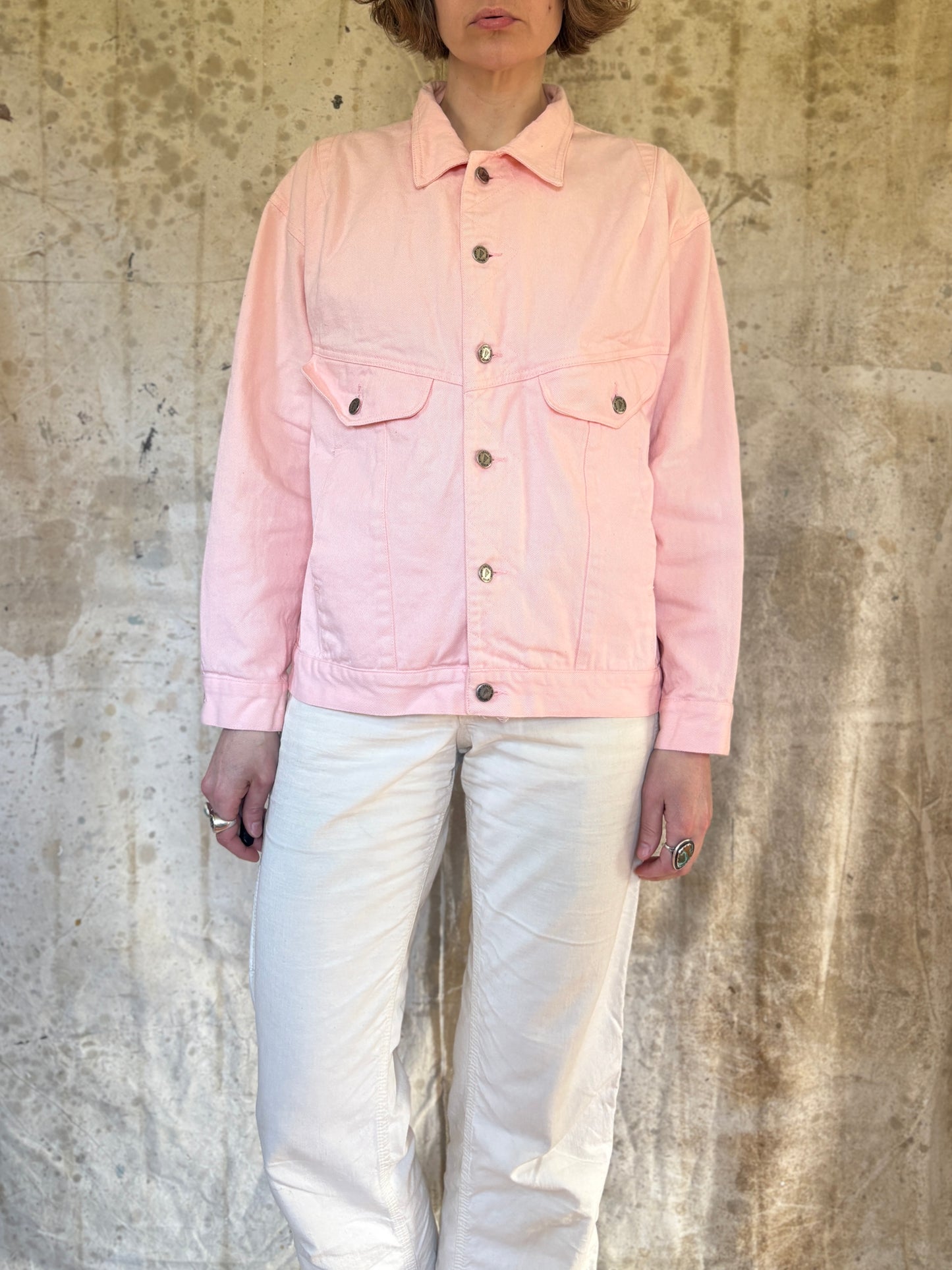 Vintage 90s Nordstrom Pale Pink Jean Jacket