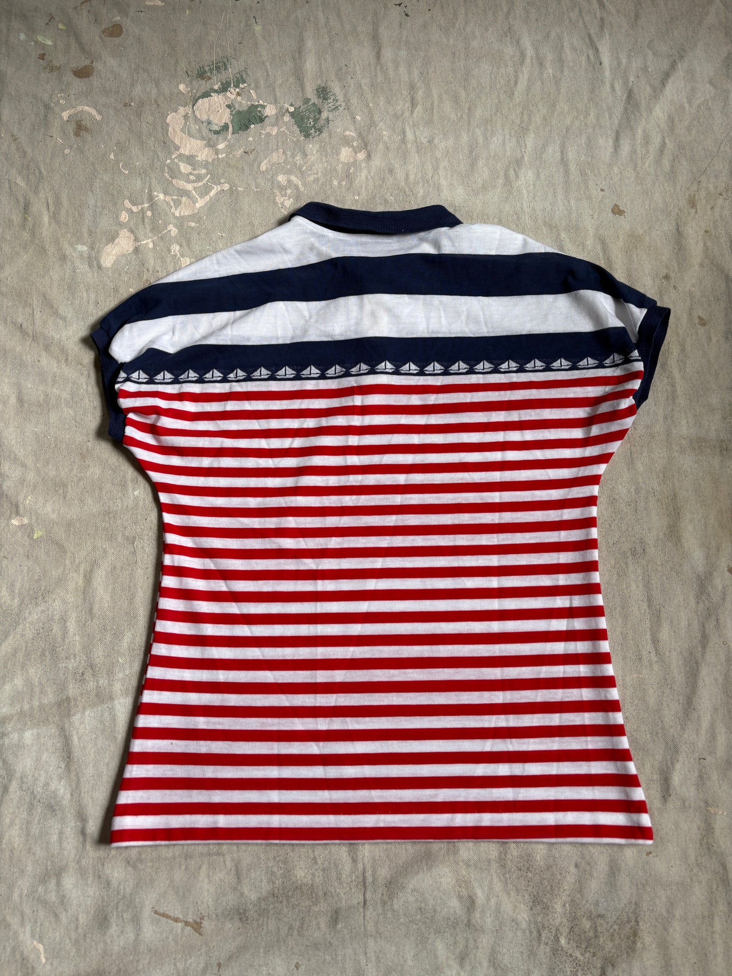80s Jantzen Striped Sailboat Tee