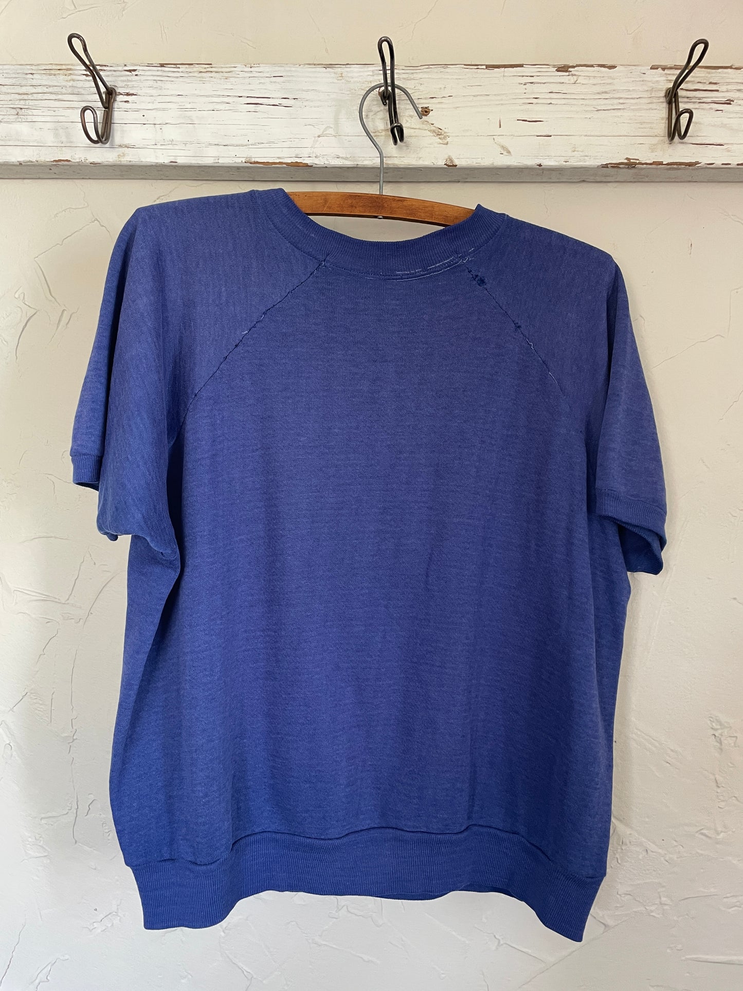 80s Blank Blue Short Sleeve Sweatshirt