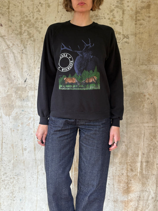 Vintage 90s Montana Wildlife Elk Sweatshirt