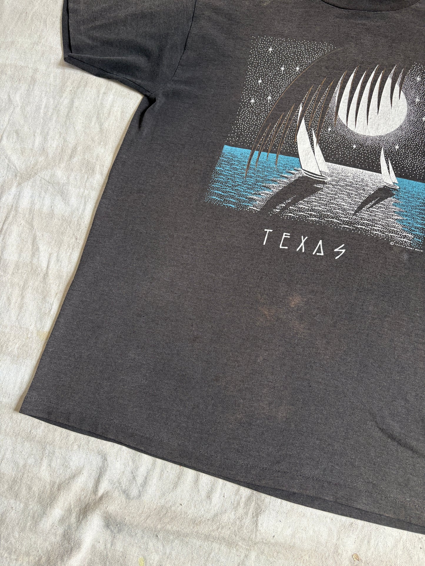 Vintage 80s Faded Black Texas Sailboat Tee
