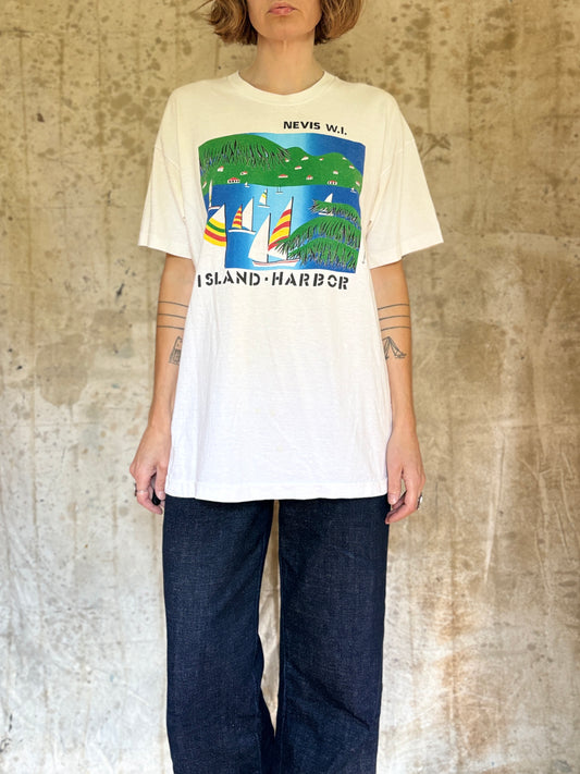 Vintage 80s Nevis WI Island Harbor Tee