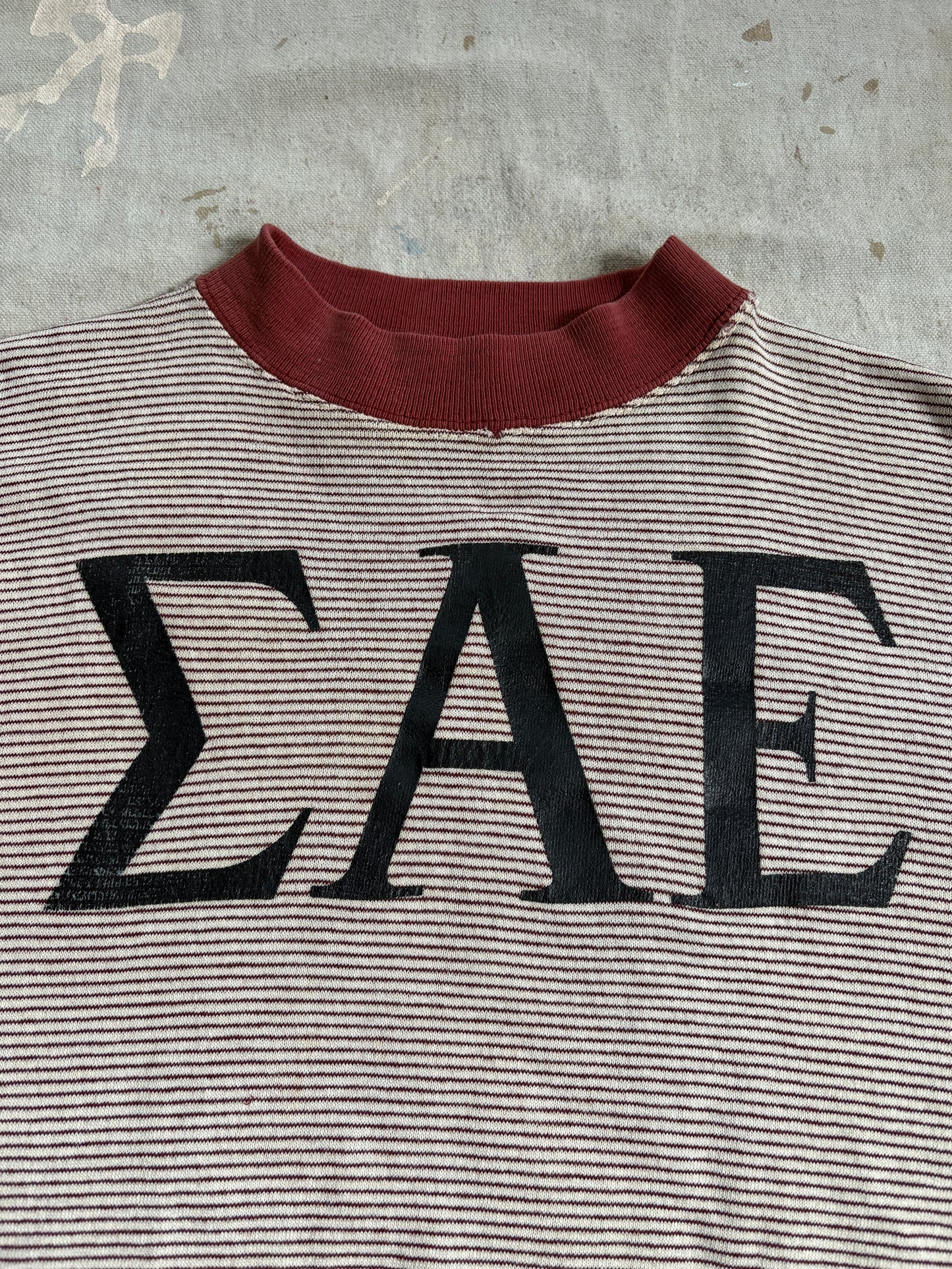 70s Sigma Alpha Epsilon Micro Stripe Short Sleeve Sweatshirt