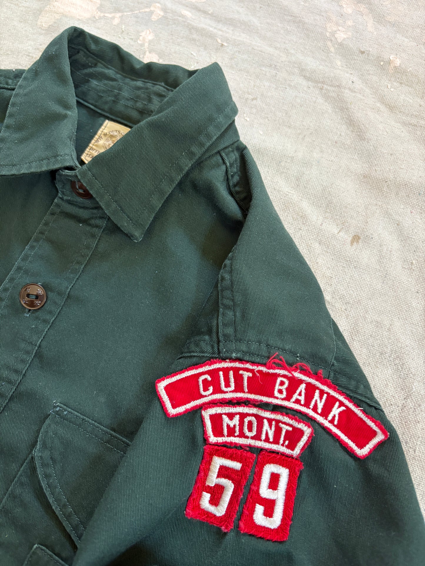 Vintage 60s BSA Boy Scouts Green Button Up Shirt