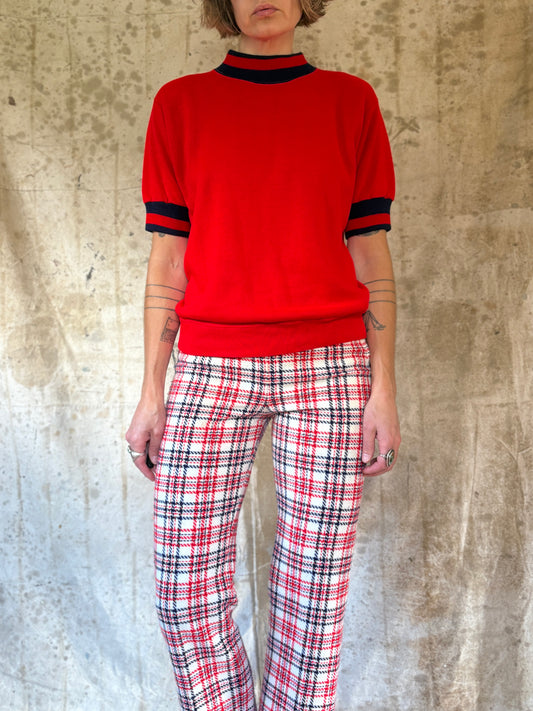 Vintage 70s Springfoot Red And Blue Short Sleeve Sweatshirt
