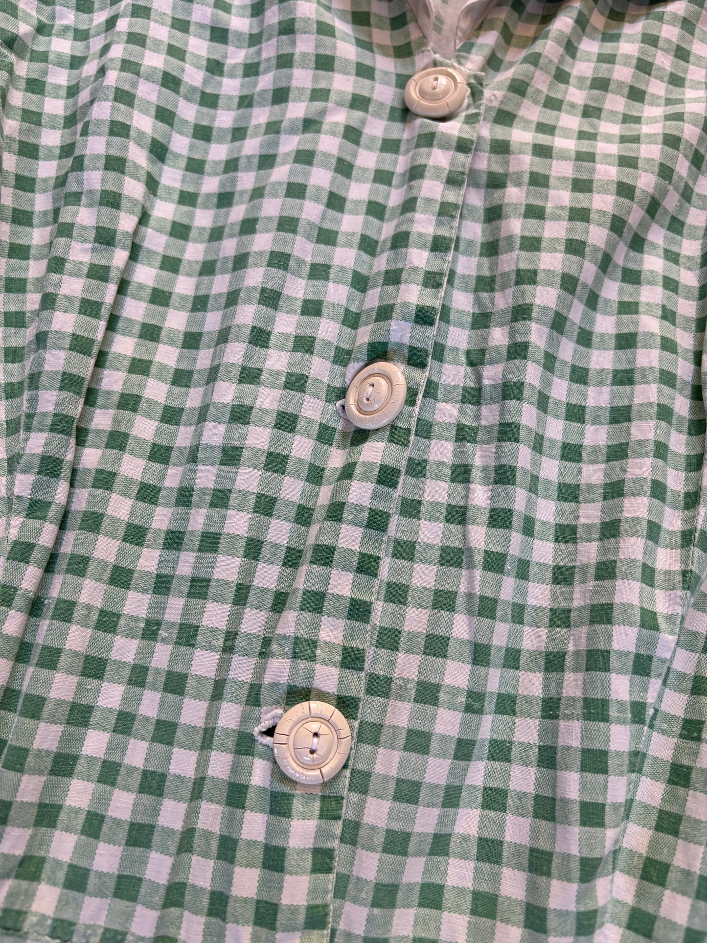 Vintage 40s Green Gingham Dress