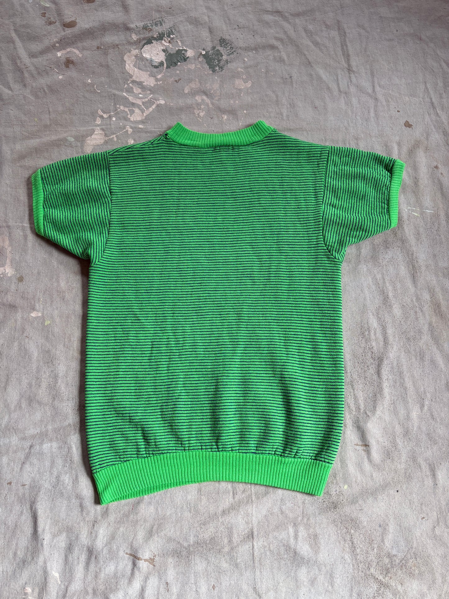 Vintage 60s Penney’s Micro Stripe Paint Stain Sweatshirt