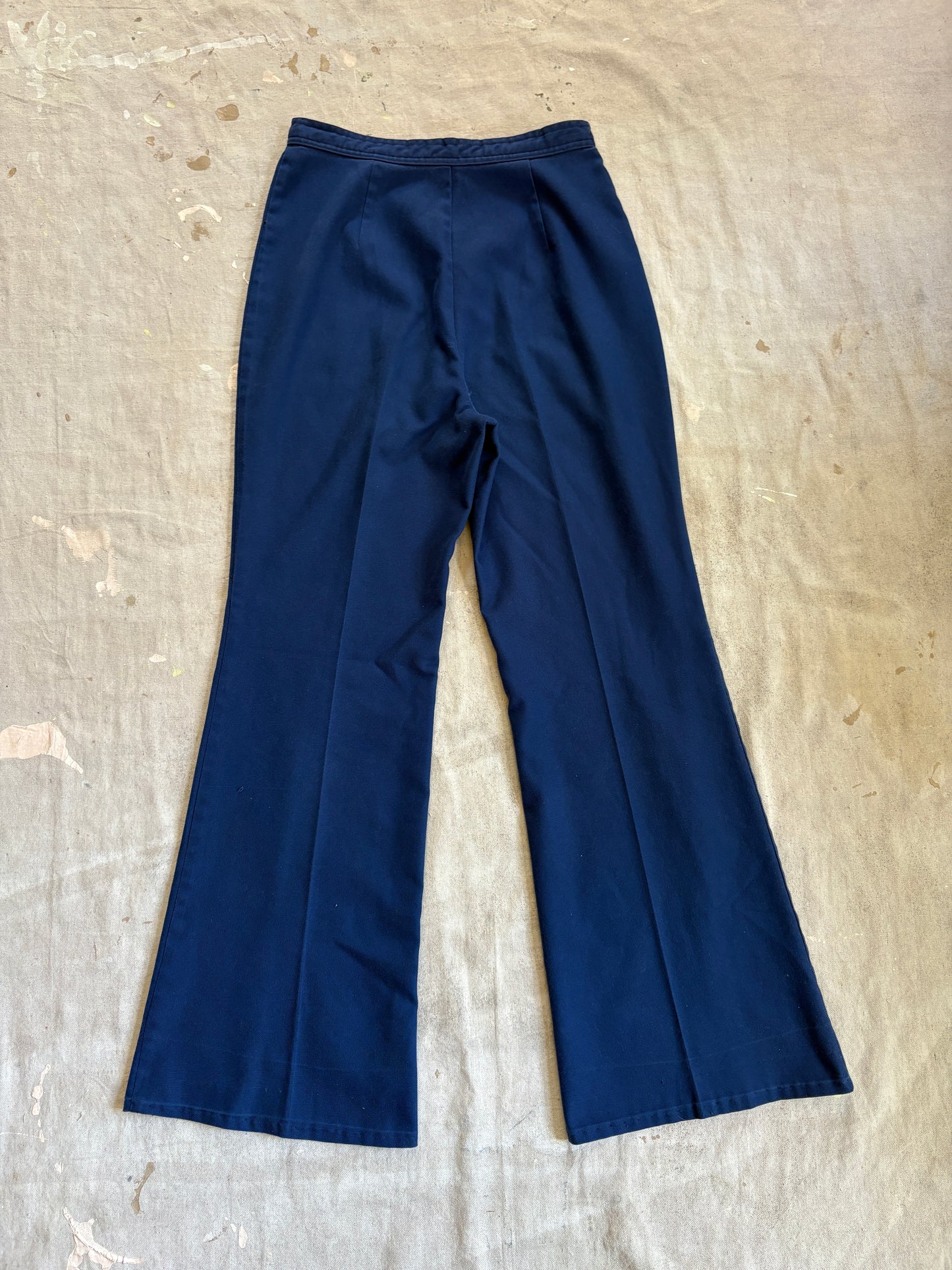 Vintage 70s/80s Navy Blue Blouse And Bell Bottom Pant Set