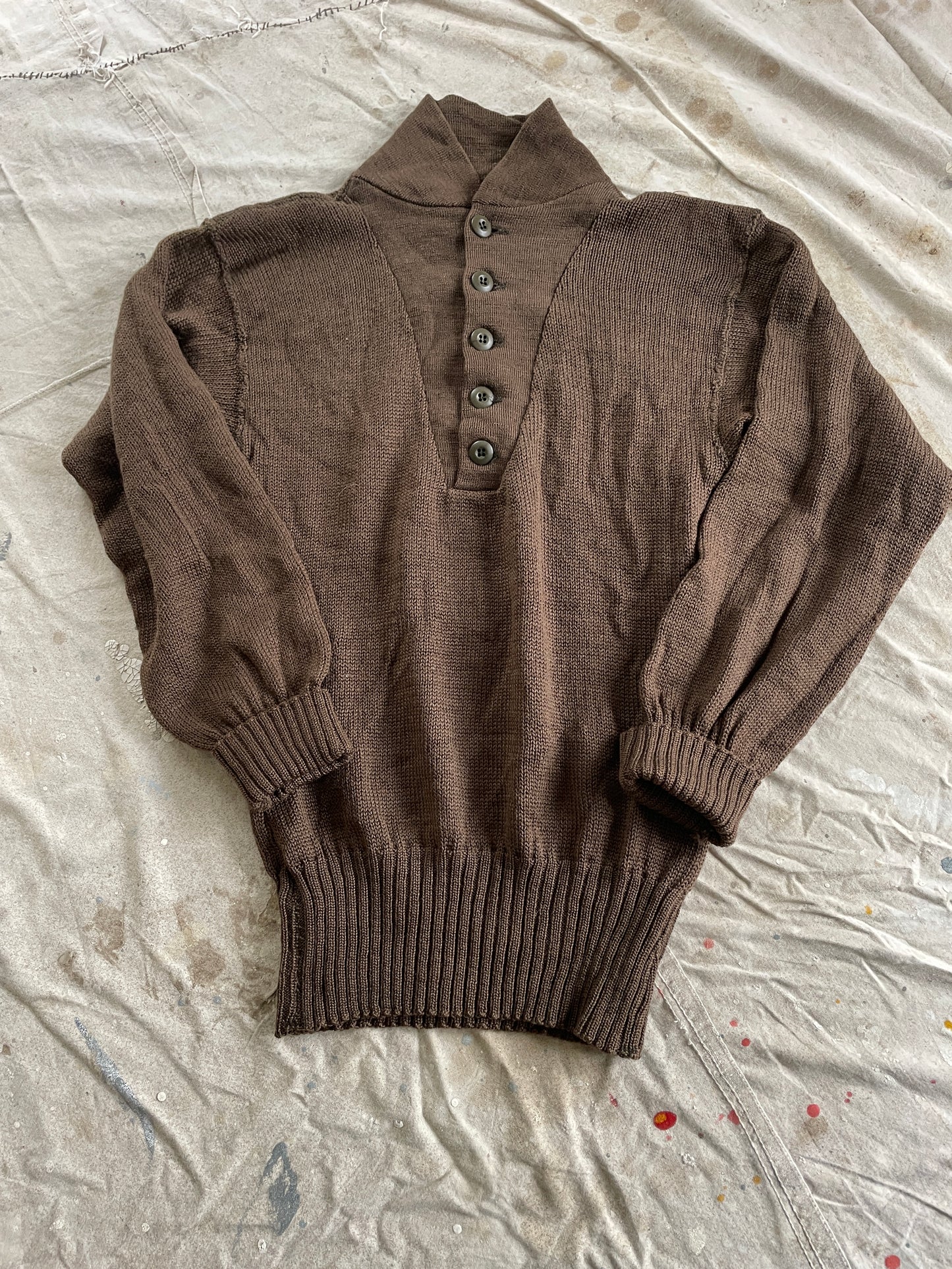 80s Military Wool Henley Sweater