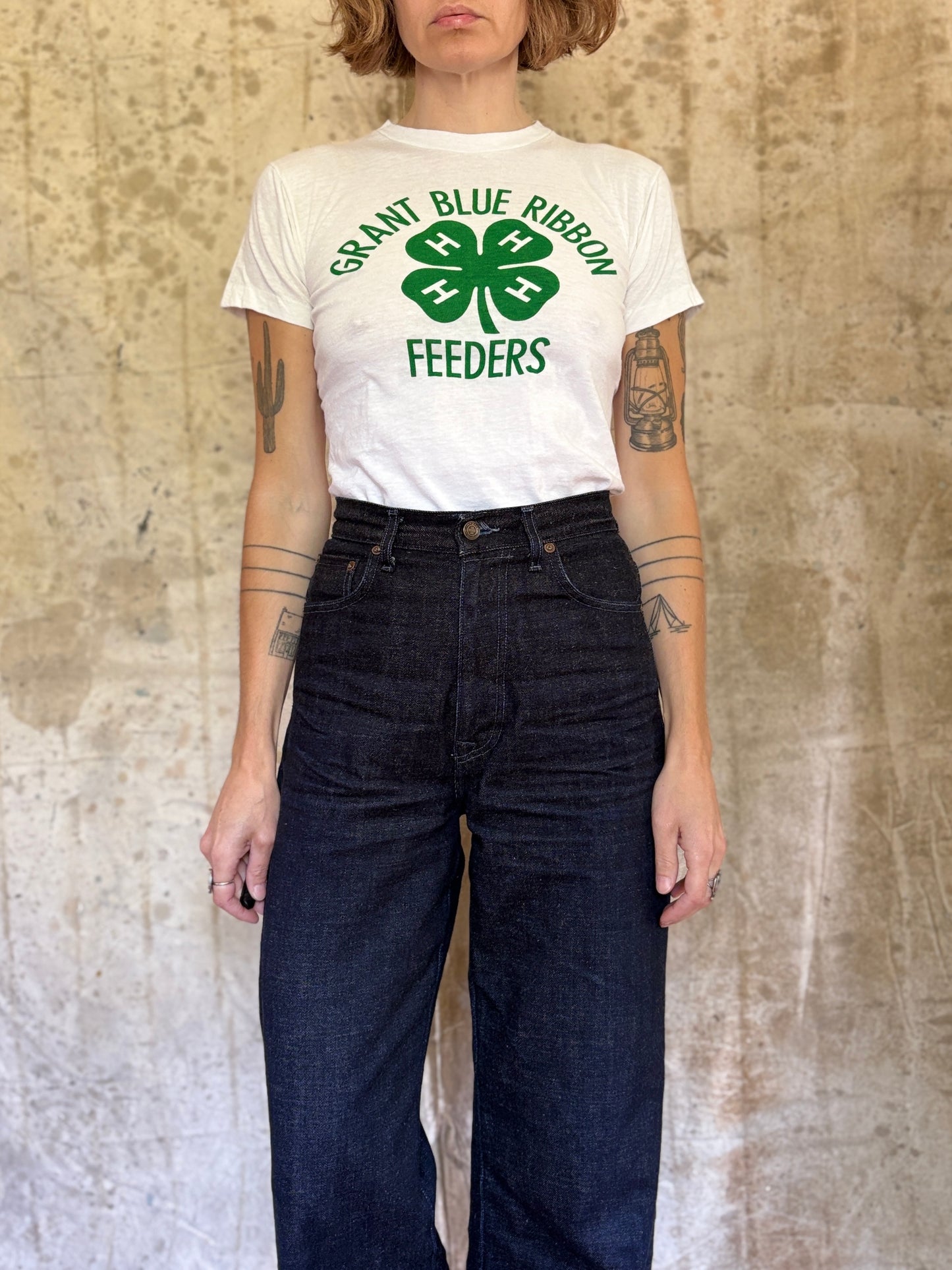 70s Champion Blue Bar 4H Grant Blue Ribbon Feeders Tee