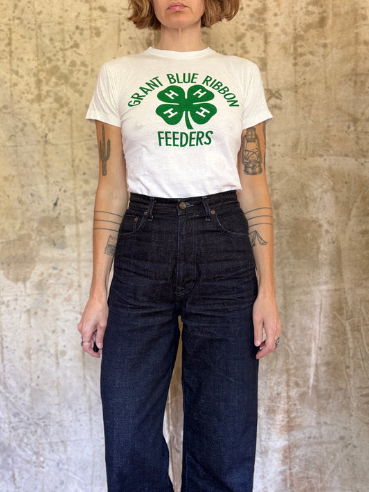 70s Champion Blue Bar 4H Grant Blue Ribbon Feeders Tee