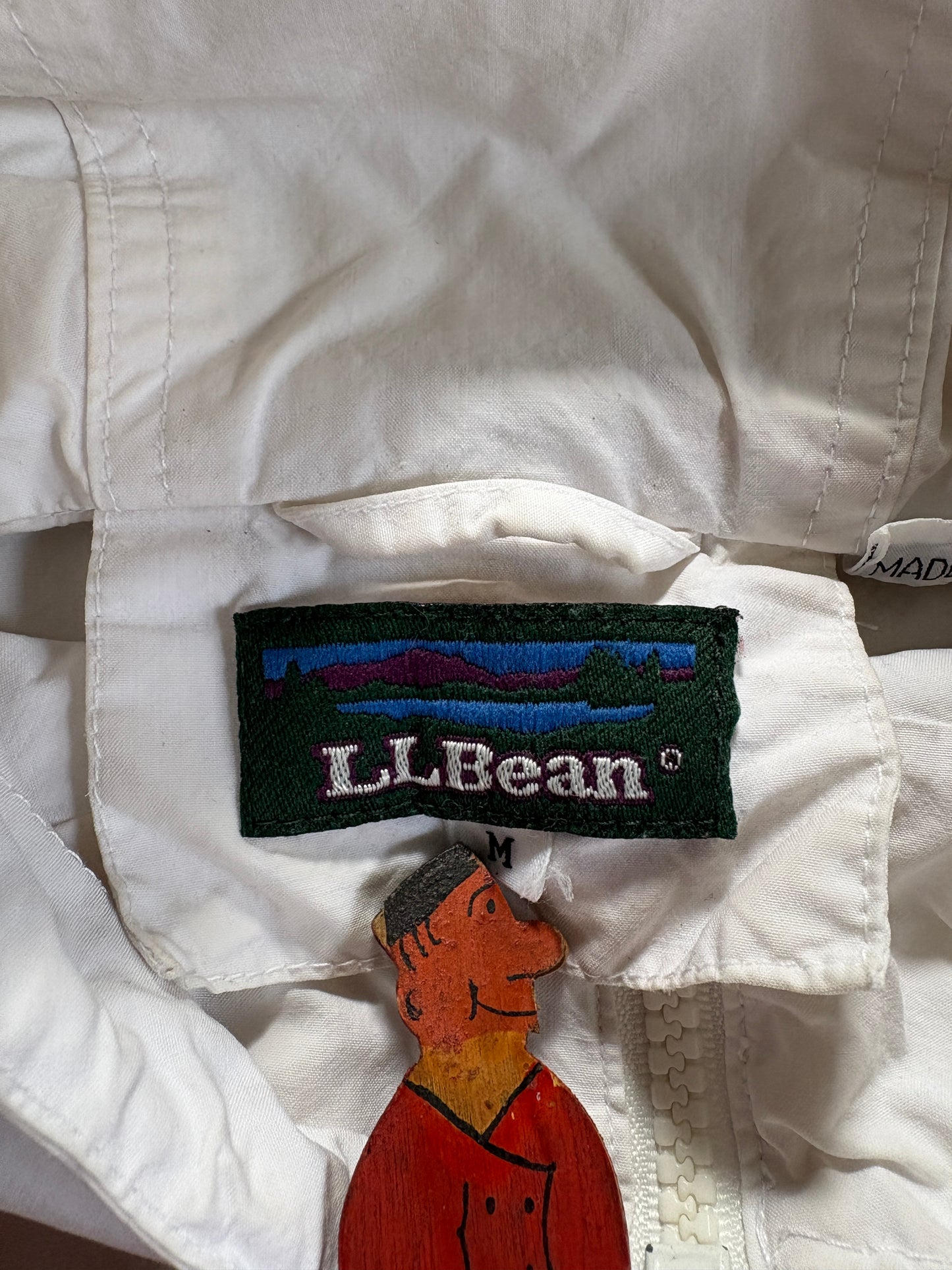 90s LL Bean White Cotton Wind Breaker Jacket