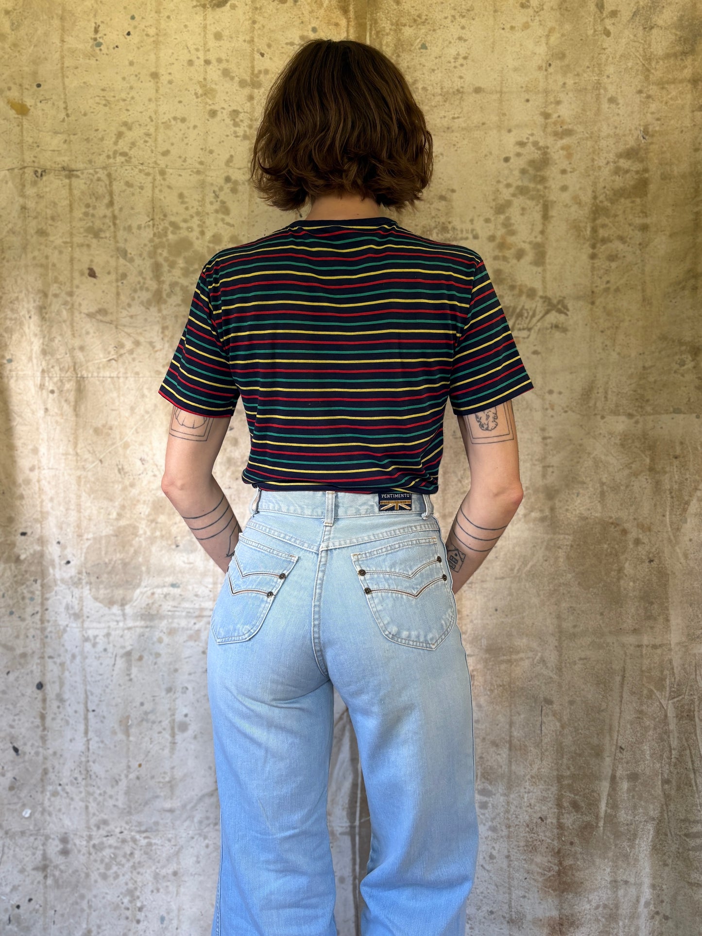 Vintage 80s Playboy Rainbow Striped Tee