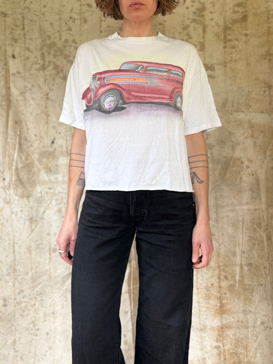Vintage 80s Cropped Airbrushed Car Tee