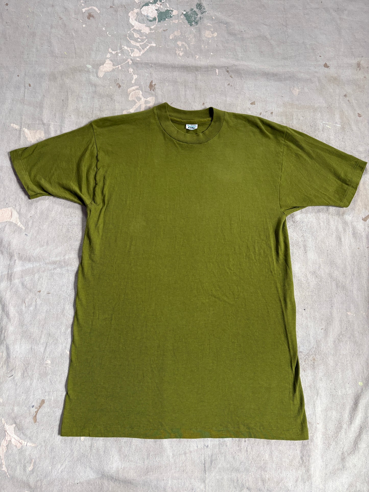 Vintage 80s Blank Avocado Green Jockey Tee