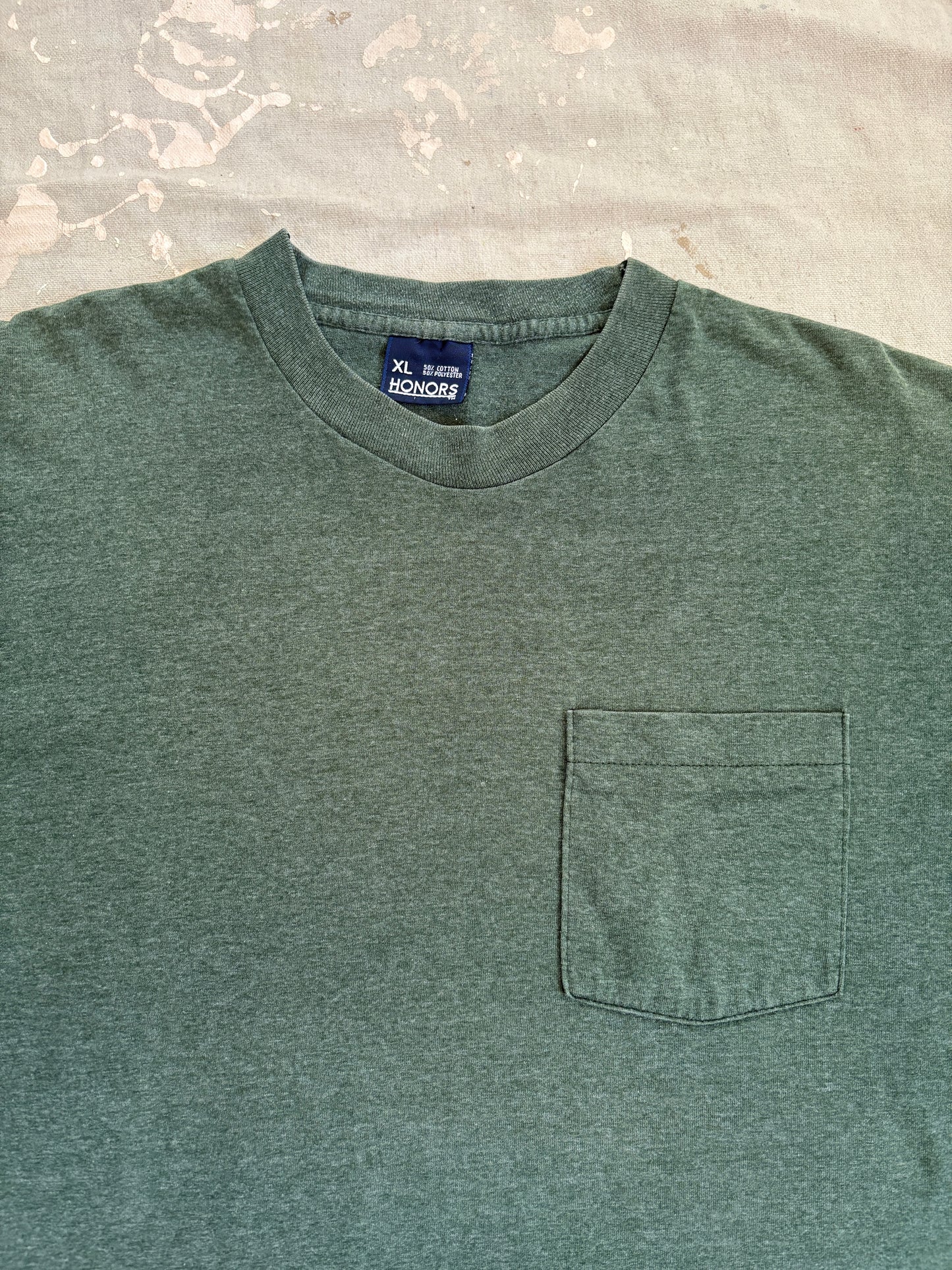 Vintage 90s Blank Green Pocket Tee