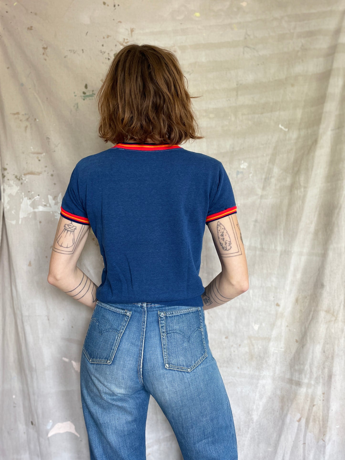 70s Blue Ringer Sweatshirt