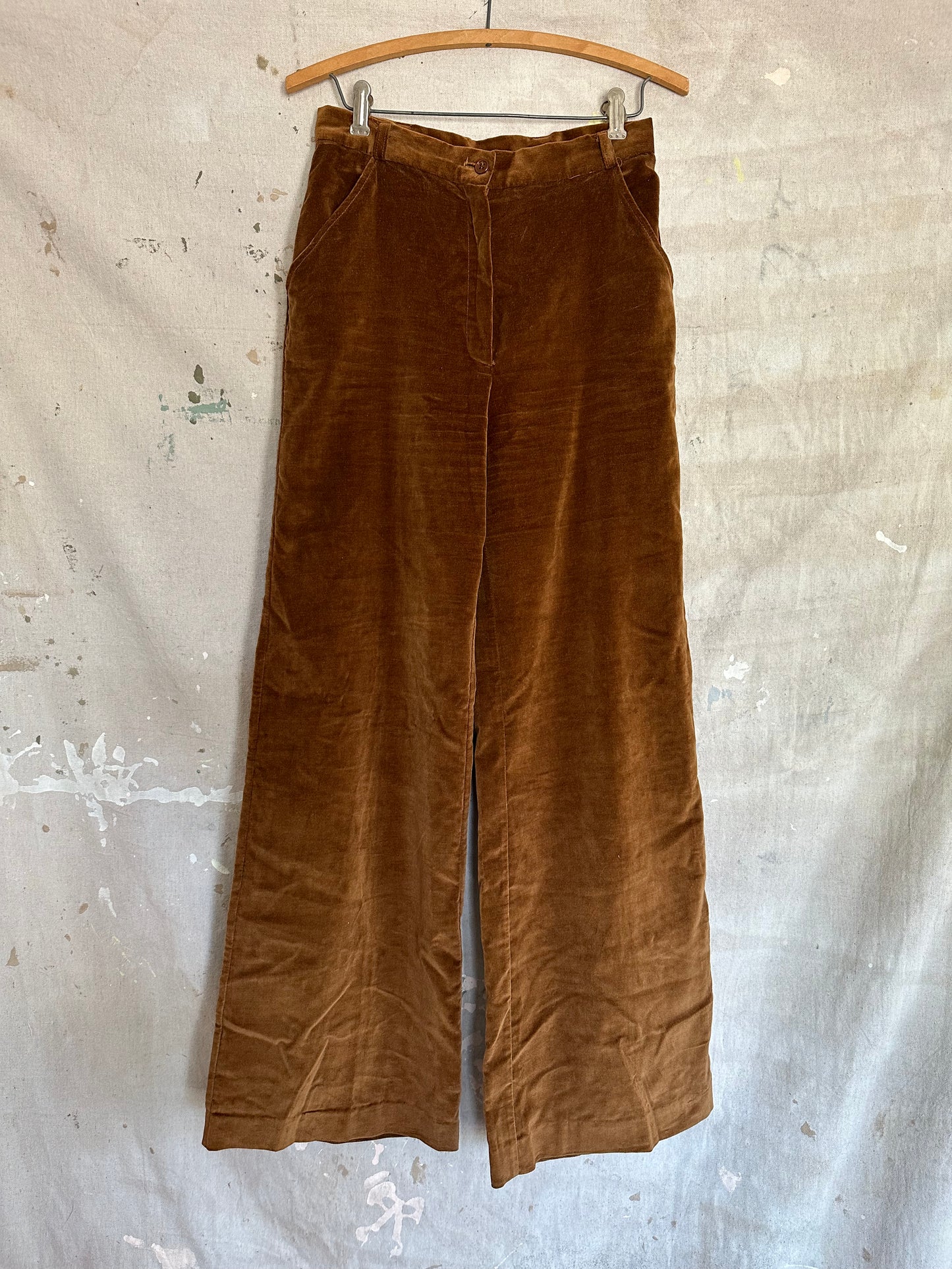 70s Brown Velvet Wide Leg Pants