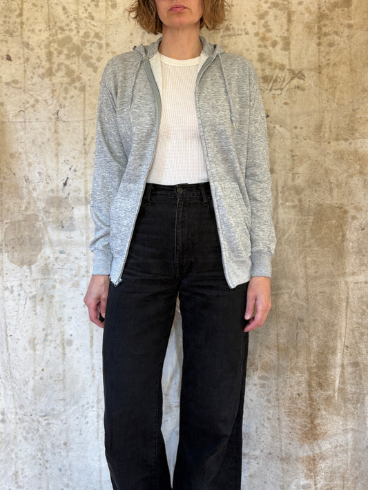 Vintage 80s Blank Grey Zip Hoodie