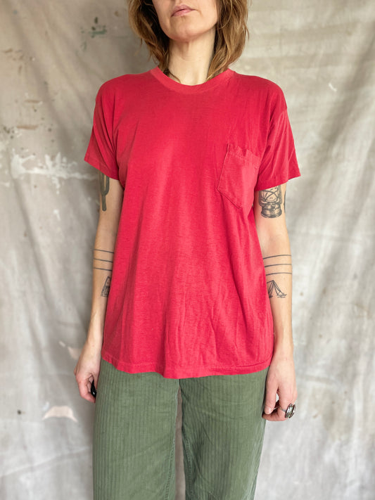 80s Blank Red Pocket Tee
