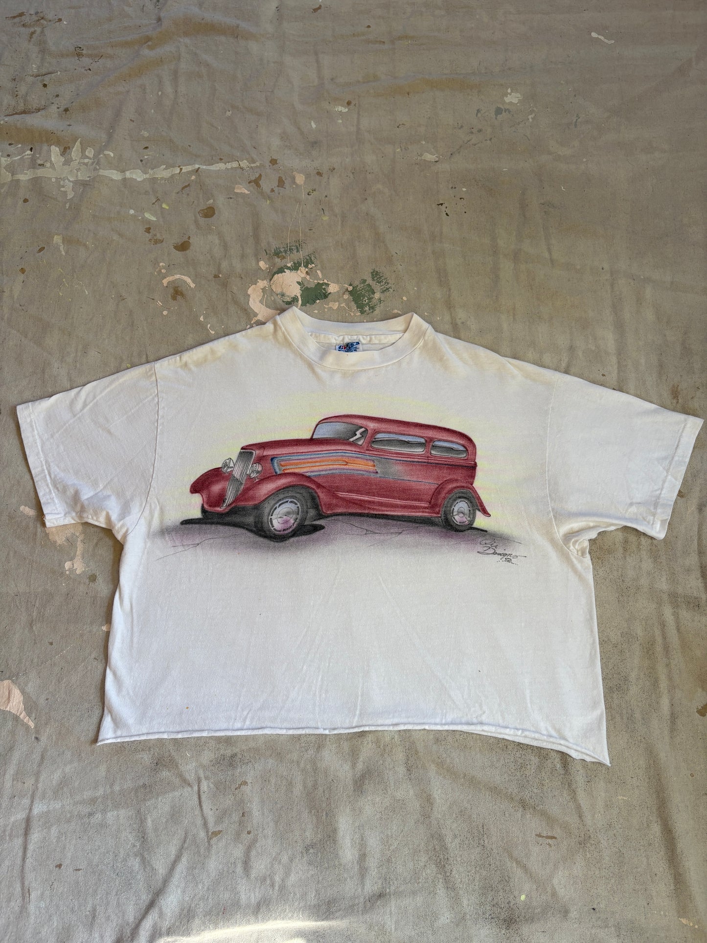 Vintage 80s Cropped Airbrushed Car Tee