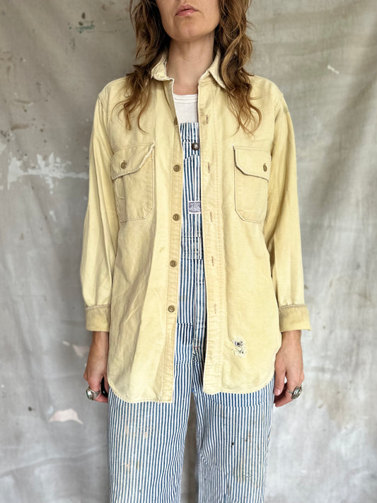 80s Woolrich Pale Yellow Chamois Cloth Shirt