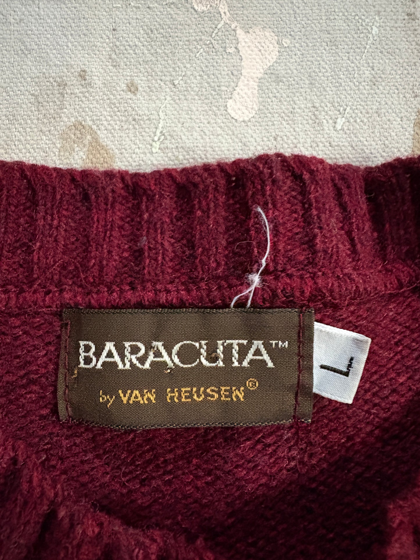 80s Maroon Gray Navy Striped Knit Sweater