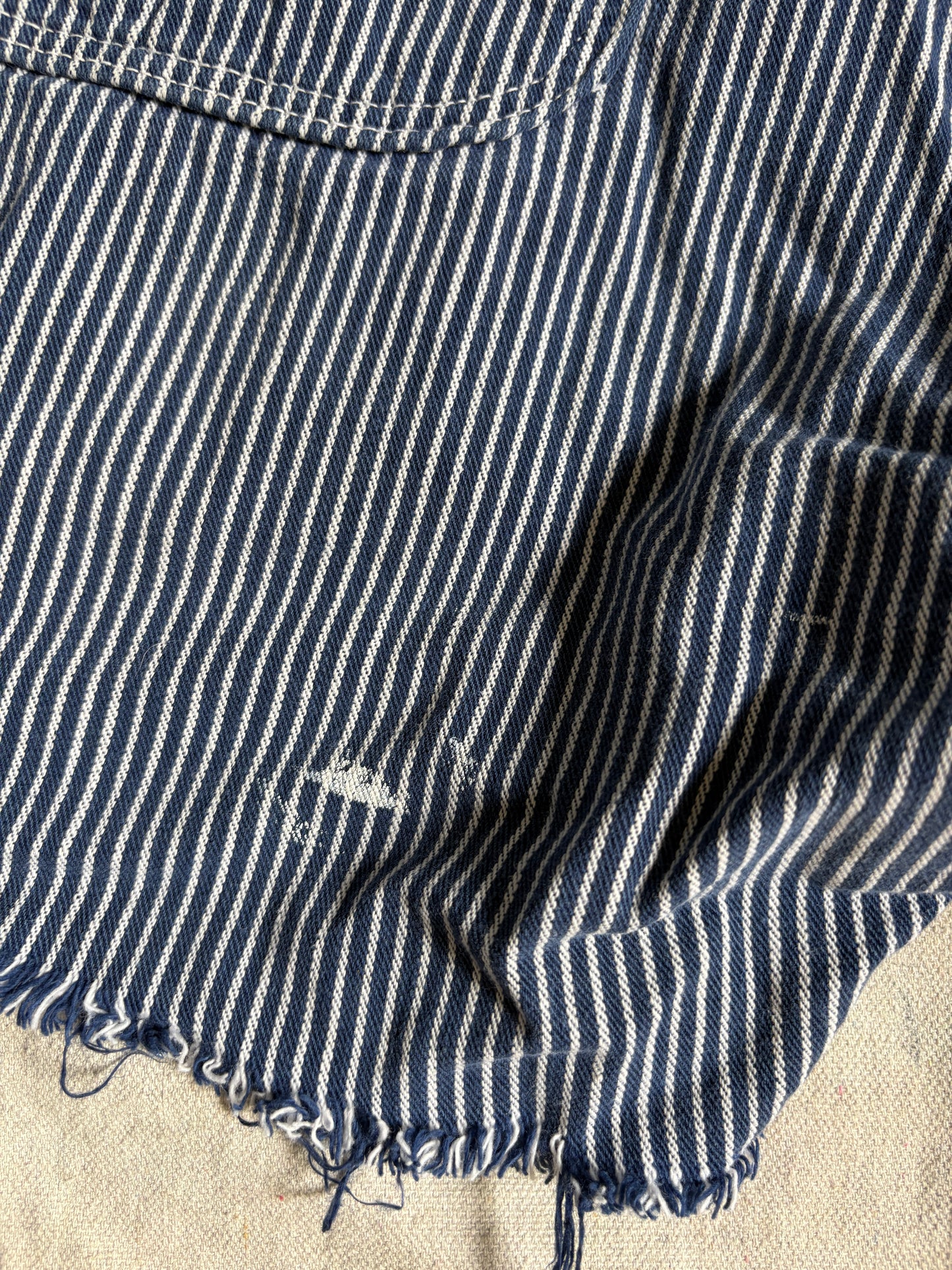 80s Key Imperial Hickory Stripe Overalls Cut-Off Shorts