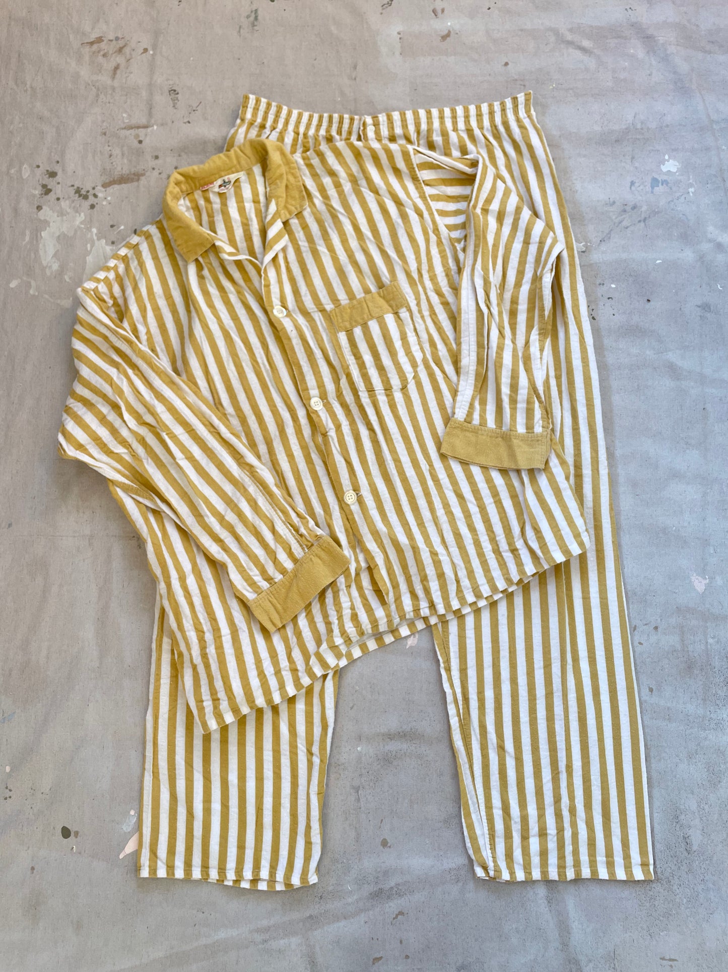 80s K-Mart Mustard Striped Flannel Pajama Set