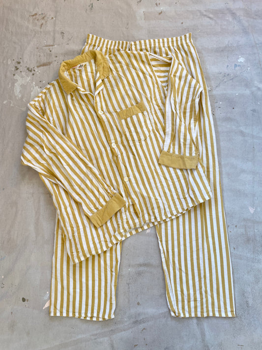 80s K-Mart Mustard Striped Flannel Pajama Set