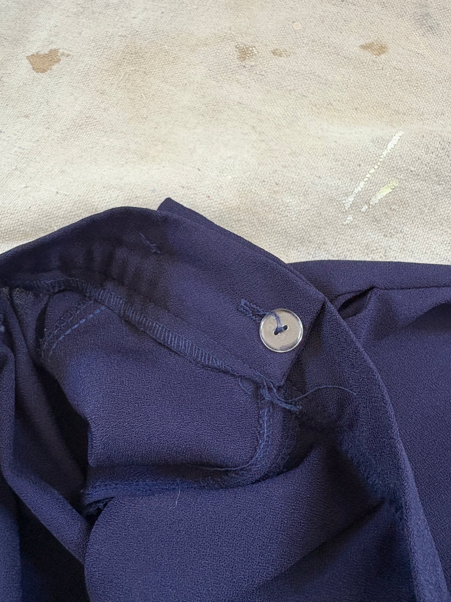 80s Navy Blue Pleated Skirt